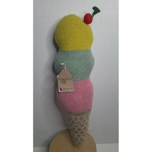 Collette Bream‎ Wool Plush Ice Cream Cone With Cherry On Top Multicolor With Tag